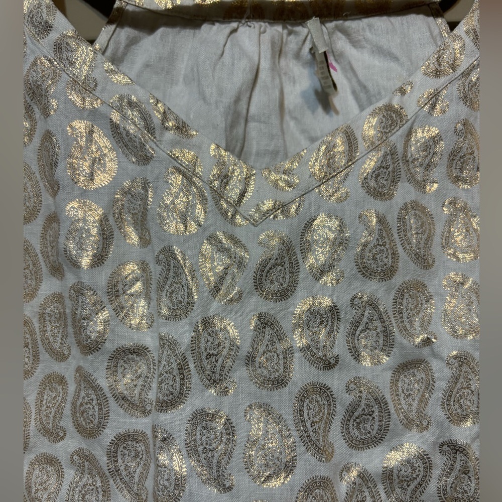 ST. TROPEZ WEST Linen Gold Metallic Tank Top